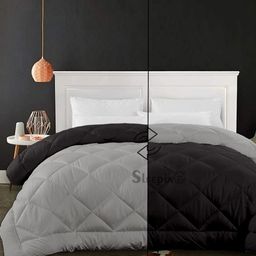 Sleepino Black & Grey Microfiber 500-GSM for Winter Reversible Double Bed Comforter-5