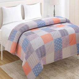 HOKIPO Grey & Blue Geometric Microfiber AC Room 220 GSM Reversible Double Bed Comforter-picture-11