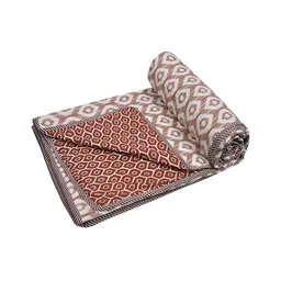 CHICERY Brown & White Floral Cotton AC Room 210 GSM Double Reversible Bed Dohar-image-13