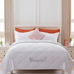 Sleepino White Microfiber 200 GSM Mild Winter Single Bed Comforter-picture-38