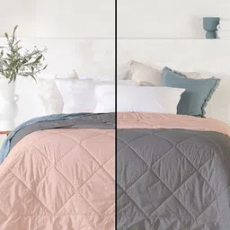 RAZZAI Peach-Coloured & Grey Microfiber AC Room 150 GSM Double Bed Comforter-image-8