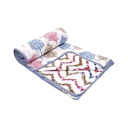 Comfowell Pink & White Floral Printed AC Room 150 GSM Double Bed Dohar-image-77