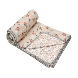tundwal's Pink & Black Floral Printed AC Room Cotton 210 GSM Reversible Double Bed Dohar-image-66