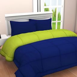 Comfowell Green & Navy Blue Heavy Winter 233 GSM Single Bed Comforter-image-56