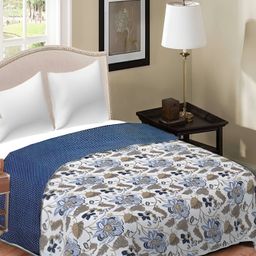 Comfowell Blue & White Ethnic Motifs AC Room 150 GSM Single Bed Dohar-image-35