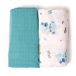 TIDY SLEEP Sea Green & White 2 Pieces Floral Mild Winter 210 GSM Cotton Single Bed Dohar-22