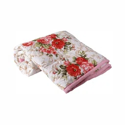 Comfowell Red & White Floral AC Room 150 GSM Double Bed Dohar-image-3