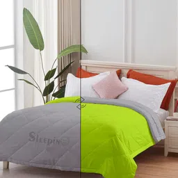 Sleepino Green & Grey Microfiber 150 GSM AC Room Reversible Single Bed Comforter-6