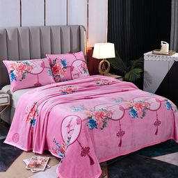 JC HOME Pink & White Floral Summer 300 GSM Double Bed Blanket-image-99