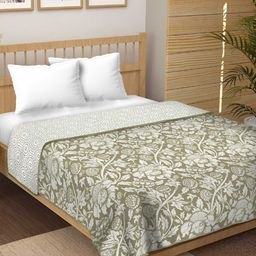 tundwal's Green & White Floral Printed Cotton AC Room 210 GSM Single Bed Dohar-picture-6