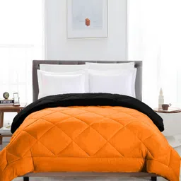 CHICERY Orange & Black Single Bed Ultra Soft Reversible Comforter-5