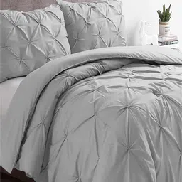THE WHITE MOSS Marquis Luxurious Grey Pleated 600GSM Double Bed Comforter & Pillow Covers-image-4