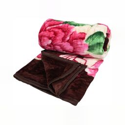 RF RELAXFEEL Brown & Green Floral Microfiber Heavy Winter 150 GSM Double Bed Blanket-image-81