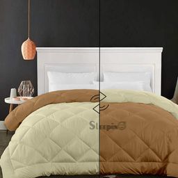 Sleepino Beige & Brown Microfiber 500 GSM Mild Winter Reversible Double Bed Comforter-image-28