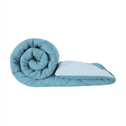 VAS COLLECTIONS Turquoise Blue & Blue Striped Microfiber Heavy Winter 233 GSM Double Bed Comforter-image-25