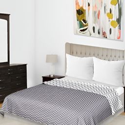 Comfowell Grey & White Geometric Cotton Mild Winter 110 GSM Double Bed Dohar-image-58