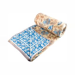 Comfowell Beige & White Ethnic Motifs 110 GSM Cotton AC Room Double Bed Dohar-image-27