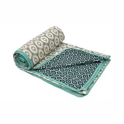 Comfowell Green & Beige Ethnic Motifs AC Room Cotton 150 GSM Double Bed Dohar-image-49