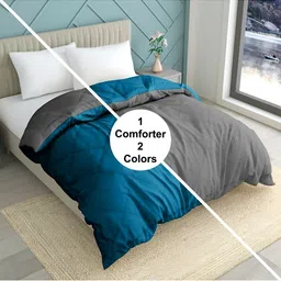Comfowell Blue & Grey Microfiber Heavy Winter 233 GSM Double Bed Quilt-image-91