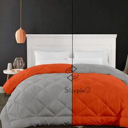 Sleepino Orange Microfiber 500 GSM Heavy Winter Reversible Double Bed Comforter-image-11