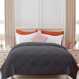 Sleepino Grey Microfiber 100-GSM Mild Winter Double Bed Blanket-picture-26