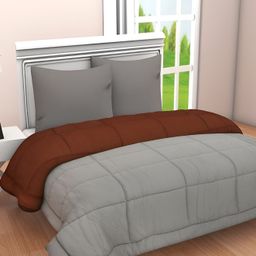 Comfowell Brown & Grey Checked Heavy Winter Cotton 233 GSM Double Bed Comforter-6