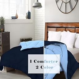 Comfowell Blue & Navy Blue Checked Heavy Winter 233 GSM Double Bed Comforter-image-93