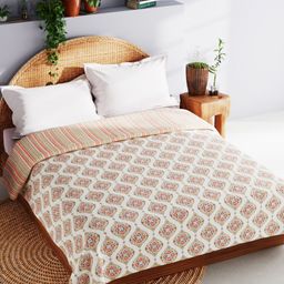 BIANCA MEZZO Mustard & White Ethnic Motifs Cotton AC Room 150 GSM Double Bed Dohar-image-69