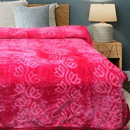Comfowell Pink Ethnic Motifs Heavy Winter 500 GSM Double Bed Blanket-image-83