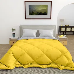 CHICERY Yellow & Grey 300 GSM Single Bed Comforter-image-39