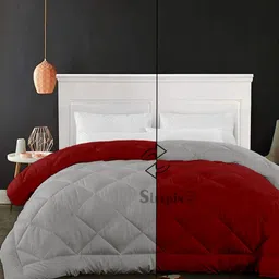 Sleepino Grey & Maroon Microfiber Heavy Winter Reversible King Size Bed Comforter-1
