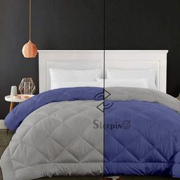 Sleepino Blue Microfiber Heavy Winter Reversible Double Bed Comforter-image-35