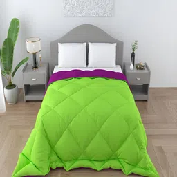 CHICERY Green & Purple Checked Heavy Winter 300 GSM Single Bed Comforter-17