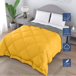 Comfowell Yellow & Grey Heavy Winter 233 GSM Double Bed Quilt-image-60