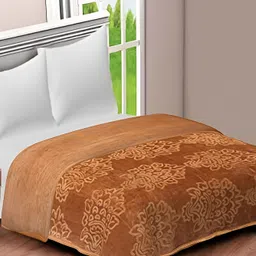 Comfowell Beige Floral Microfiber Mild Winter 500 GSM Double Bed Blanket-image-77