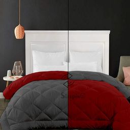 Sleepino Grey & Maroon Microfiber 500 GSM Mild Winter Reversible Double Bed Comforter-image-67