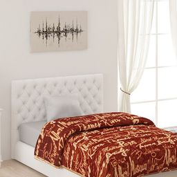 Monte Carlo Brown Typography Printed 500 GSM Heavy Winter Single Bed Blanket-image-7
