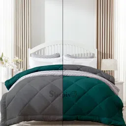 Sleepino Teal & Grey Microfiber 300 GSM Mild Winter Reversible Single Bed Comforter-image-35