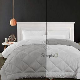 Sleepino Grey & White Microfiber 500 GSM Mild Winter Reversible Double Bed Comforter-image-97