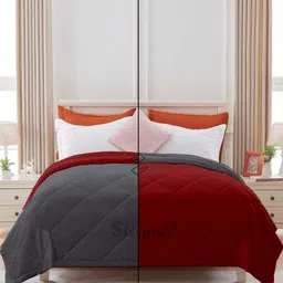 Sleepino Grey & Red Microfiber Double Bed Blanket-image-78