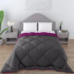 CHICERY Grey & Purple Microfiber Reversible Single Bed Comforter-image-76