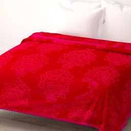 Comfowell Maroon Floral Microfiber Heavy Winter 110 GSM Double Bed Blanket-image-96