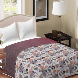 Comfowell Maroon & White Floral AC Room Single Bed Dohar-image-51