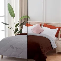 Sleepino Grey & Brown 150-GSM Microfiber AC Room Single Bed Comforter-image-48
