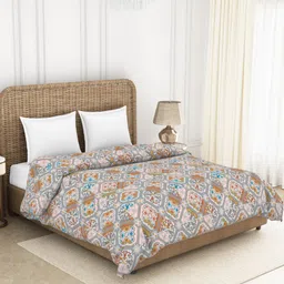 SPACES Yellow & Rose Ethnic Motifs AC Room 150 GSM Adonia Double Bed Quilt-image-37