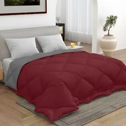 CHICERY Grey & Maroon 300 GSM Single Bed Comforter-10