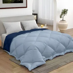 CHICERY Navy Blue & Blue Microfiber 300 GSM Reversible Single Bed Comforter-image-79