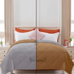 Sleepino Beige & Grey Microfiber 200-GSM for All Season Reversible Double Bed Comforter-picture-56