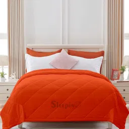 Sleepino Orange Microfiber 100 GSM Mild Winter Double Bed Comforter-picture-41