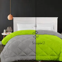 Sleepino Fluorescent Green & Silver-Toned Microfiber Double Bed Blanket-image-44